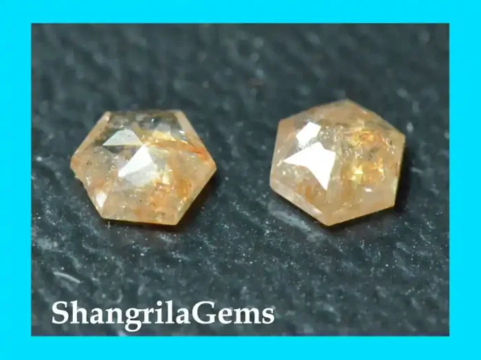 0.24ct 3.2mm pair Hexagon diamonds cayenne brownish red color also called A