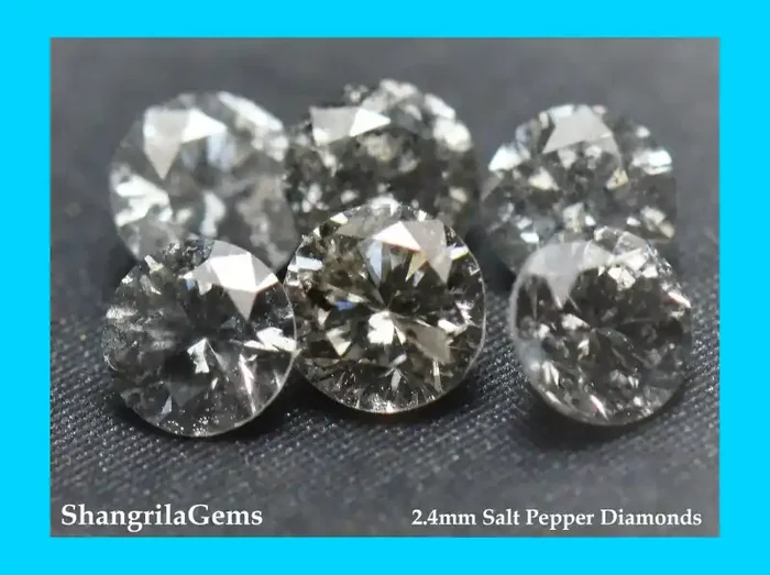 0.25ct 2.4mm Salt Pepper Diamonds AA Grade 4 gems