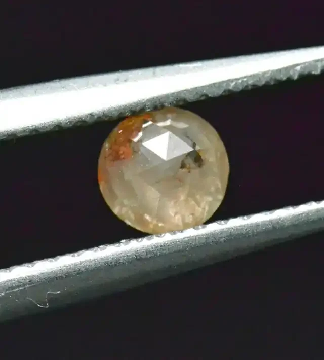 0.52ct 4.8mm round rose cut diamond white cayenne orange 4.8mm by 2.6mm