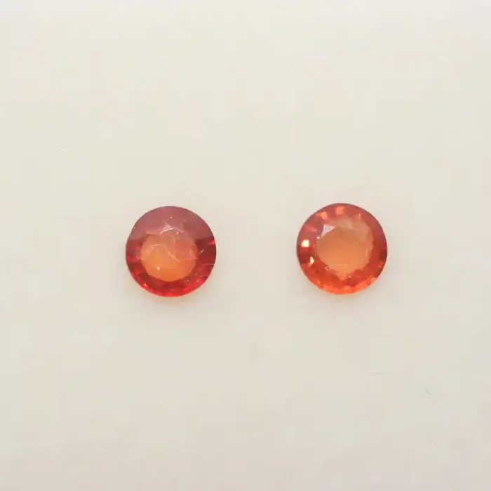 0.55 Ct Orange Sapphire Pair Faceted Round 4mm.(2Pcs).-(SKU338)