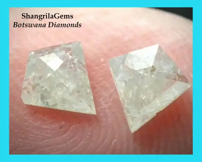 0.63ct 5.7mm White kite diamond pair rose cut