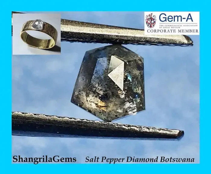 0.86ct 5.7mm Salt and Pepper shield Diamond