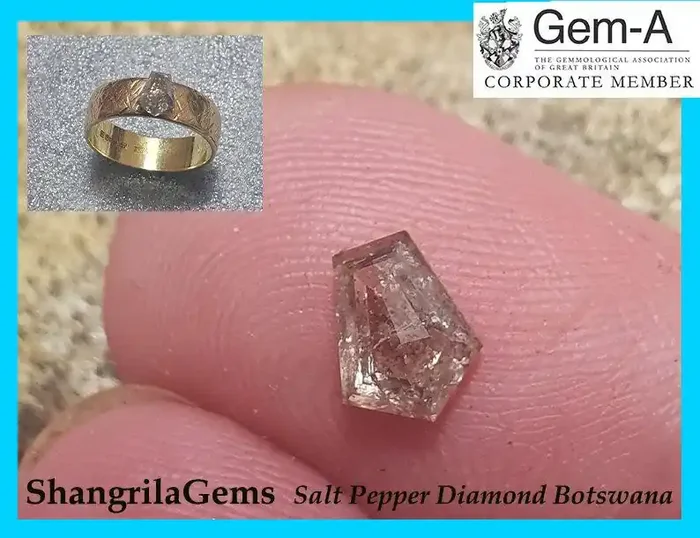 0.92ct 6.58mm Shield shape Salt and Pepper Diamond