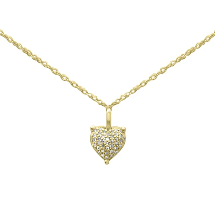 .06ct G SI 14K Yellow Gold Diamond Heart Pendant Necklace 18″Long