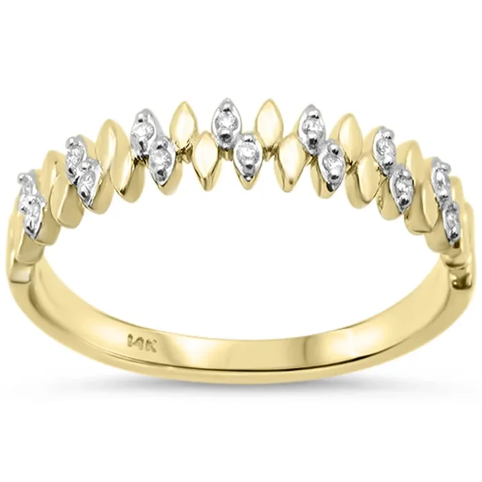 .07ct G SI 14K Yellow Gold Diamond Trendy Band Ring Size 6.5