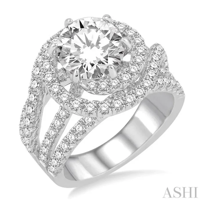 1 1/2 ctw Diamond Semi-mount Engagement Ring in 14K White Gold