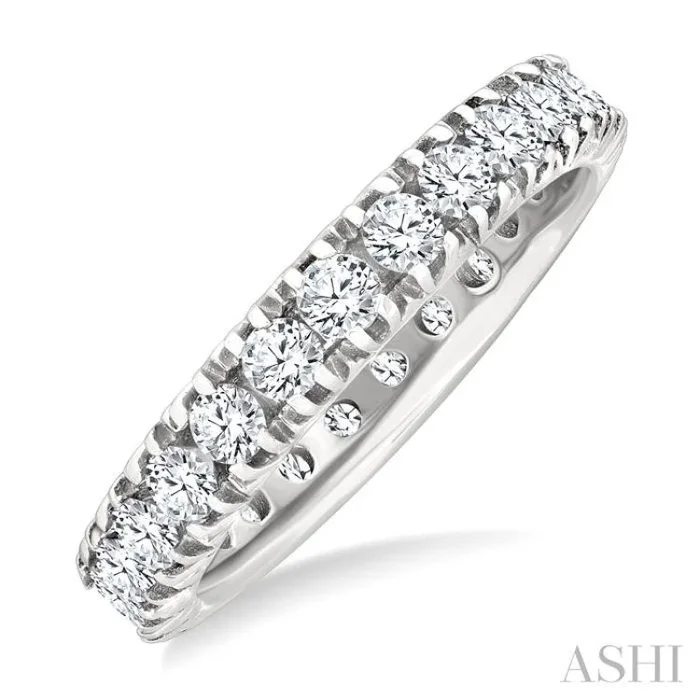 1 1/2 ctw Round Cut Diamond Eternity Wedding Band in 14K White Gold