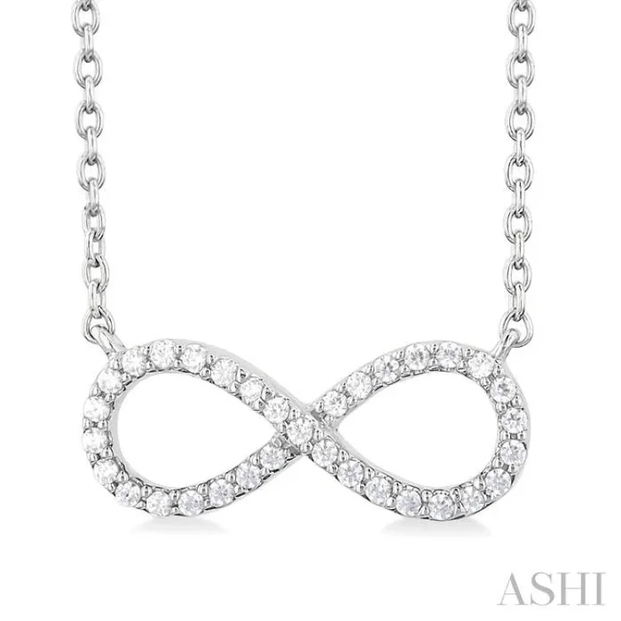 1/10 Ctw Round Cut Diamond Infinity Petite Pendant With Chain in 14K White Gold