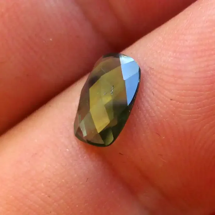 1.14cts Natural Australian Green Parti Sapphire Cushion Checker Board Cut