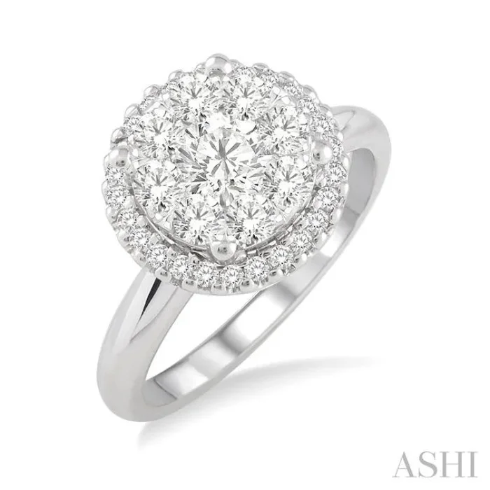 1/2 Ctw Lovebright Round Cut Diamond Engagement Ring in 14K White Gold