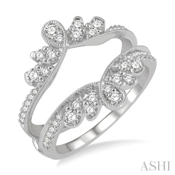 1/2 Ctw Milgrain Twist Round Cut Diamond Insert Ring in 14K White Gold