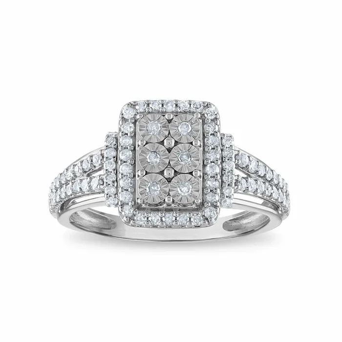 1/2 CTW Natural Diamond Fashion Ring in Rhodium Plated Sterling Silver