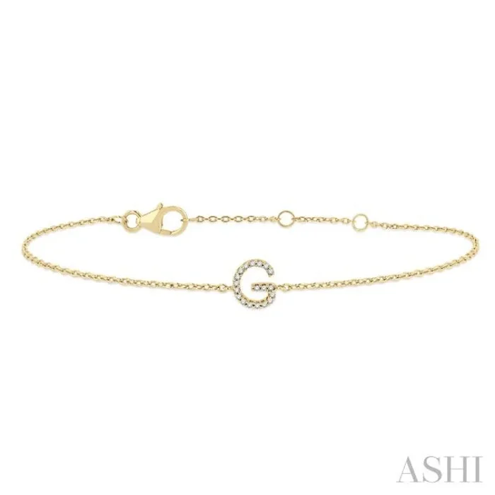 1/20 Ctw Initial ‘G’ Round Cut Diamond Bracelet in 10K Yellow Gold