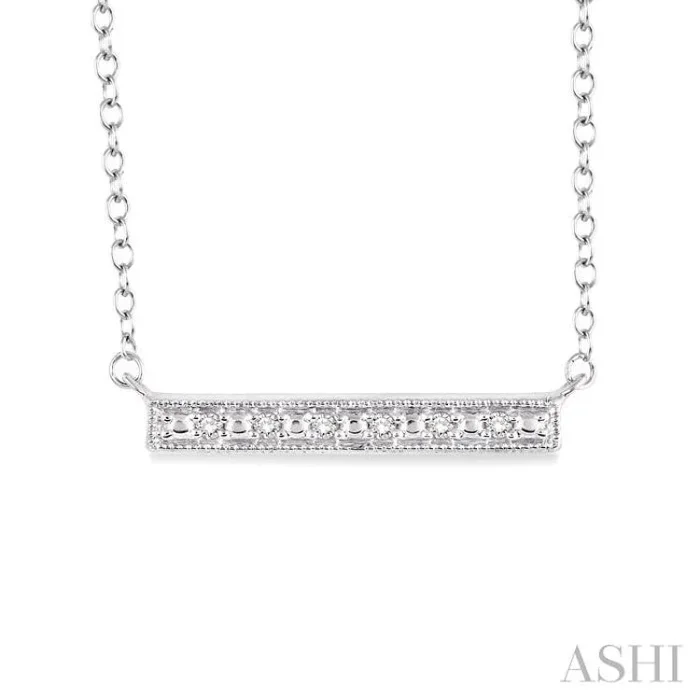 1/20 Ctw Single Cut Diamond Stick Pendant in Sterling Silver with Chain