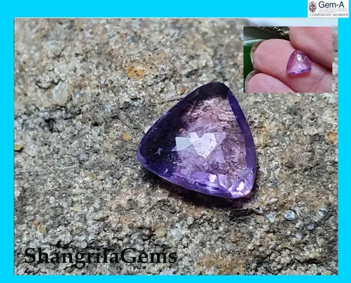 1.27ct 7.6mm Sapphire rose cut Lavender mauve trillion shape 7.6 by 7.5 by