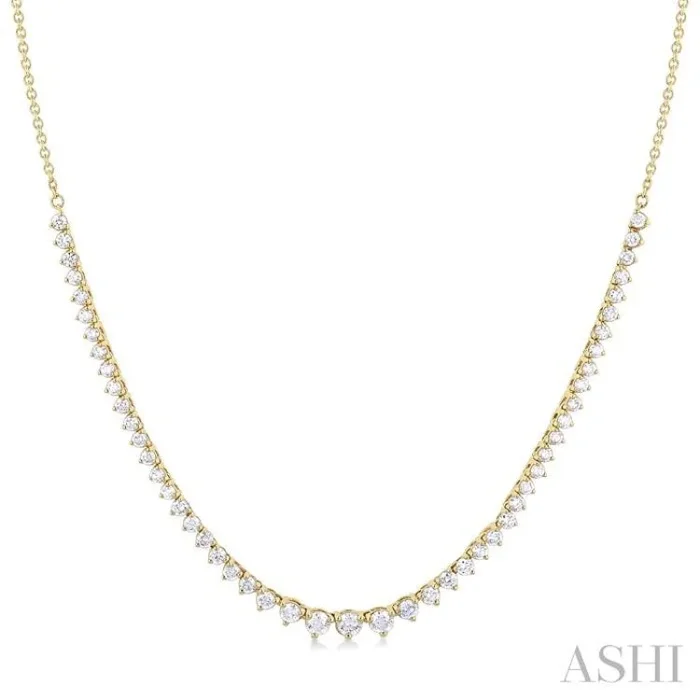 1 3/4 Ctw Halfway Graduated Round Cut Diamond Riviera Necklace in 14K Yellow Gold