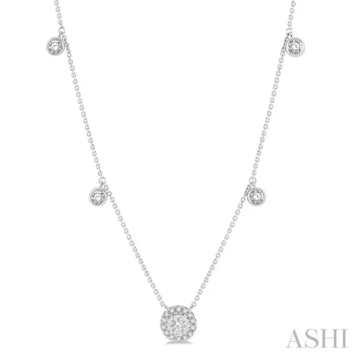 1/3 Ctw Circular Lovebright Round Cut Diamond Necklace in 14K White Gold
