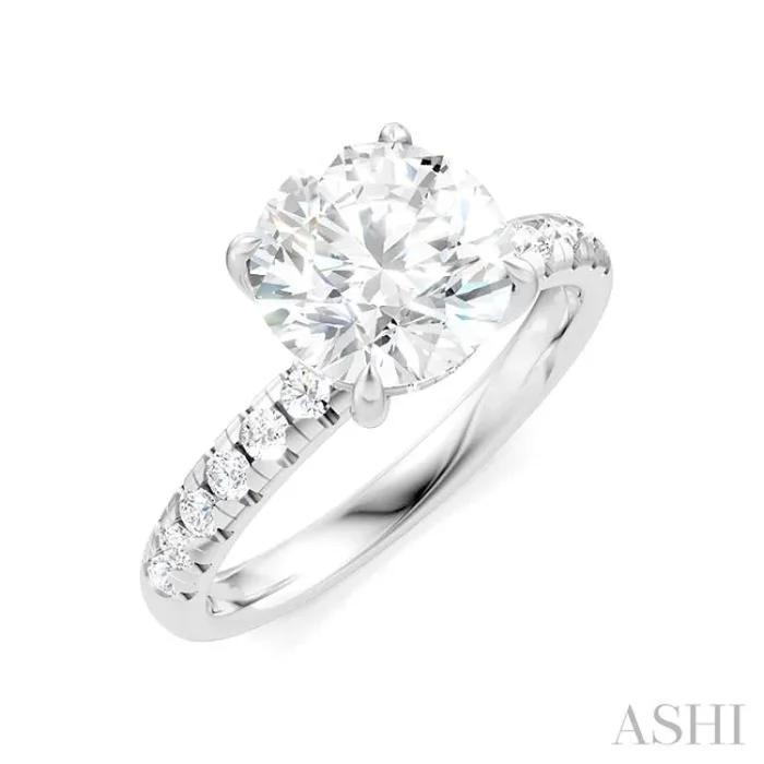 1/3 Ctw Circular Shape Round Cut Diamond Semi-Mount Engagement Ring in 14K White Gold