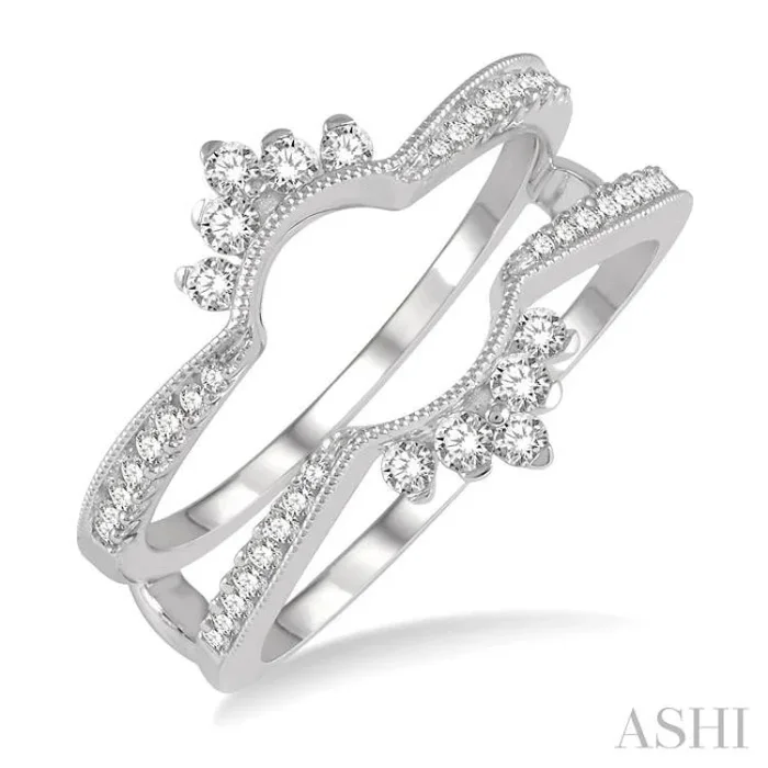 1/3 Ctw Curved Center Round Cut Diamond Insert Ring in 14K White Gold