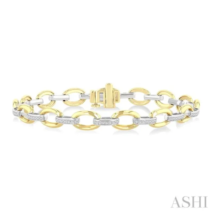 1/3 Ctw Round Cut Diamond Bold Oval Shape Link Bracelet in 10K Yellow and White Gold