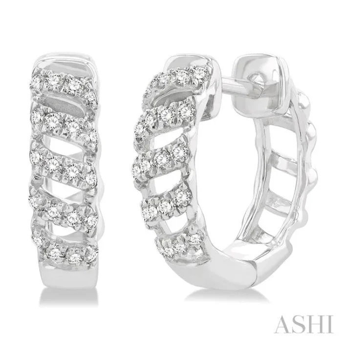 1/4 Ctw Petite Open Swirl Round Cut Diamond Fashion Huggies in 10K White Gold
