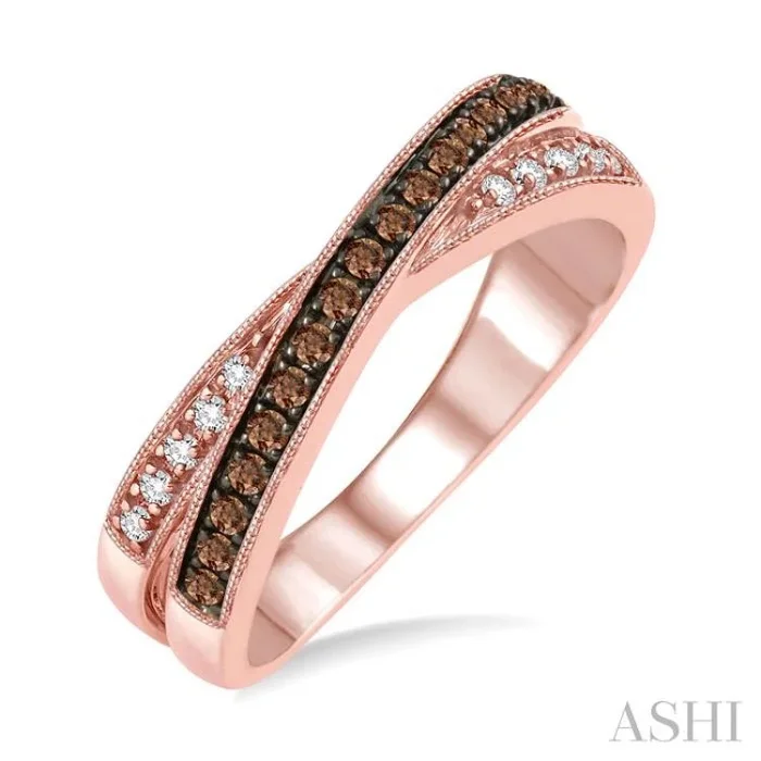 1/4 ctw Round Cut Champagne Brown Diamond Ring in 10K Rose Gold