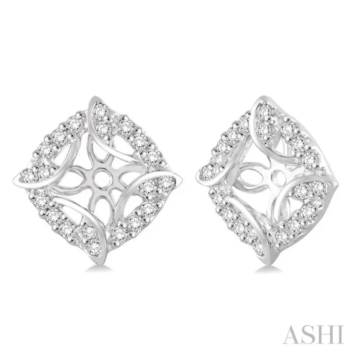 1/4 ctw Round Cut Diamond Jacket Earrings in 14K White Gold