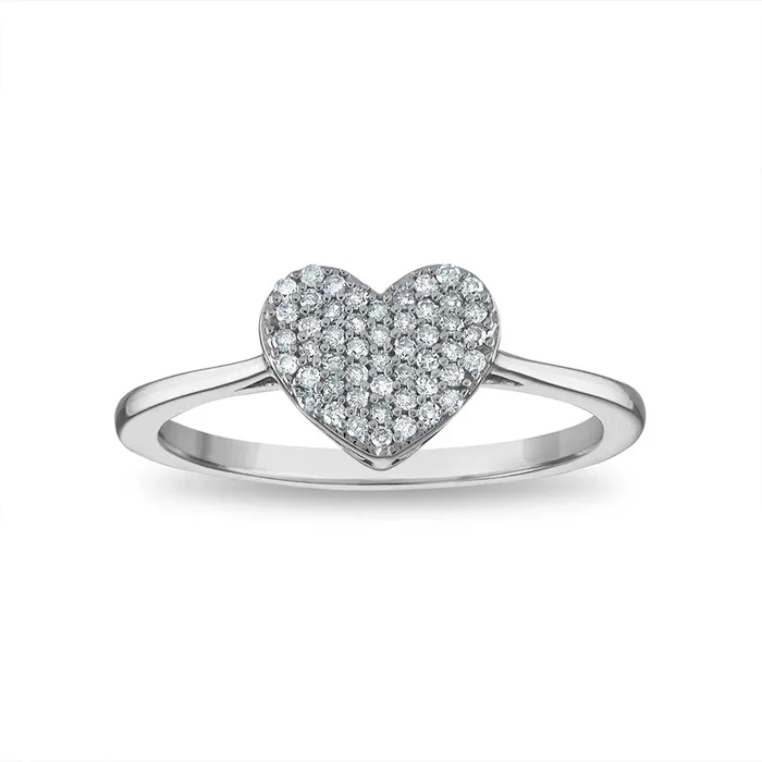 1/5 CTW Natural Diamond Heart Promise Ring in 10KT White Gold