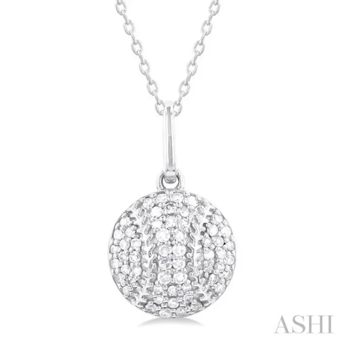 1/5 Ctw Petite Baseball Round Cut Diamond Fashion Pendant With Chain in 10K White Gold