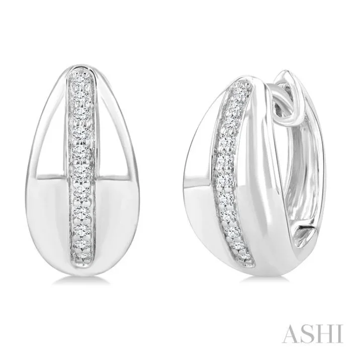 1/6 Ctw Round Cut Diamond Bold Fashion Hoop Earrings in 10K White Gold