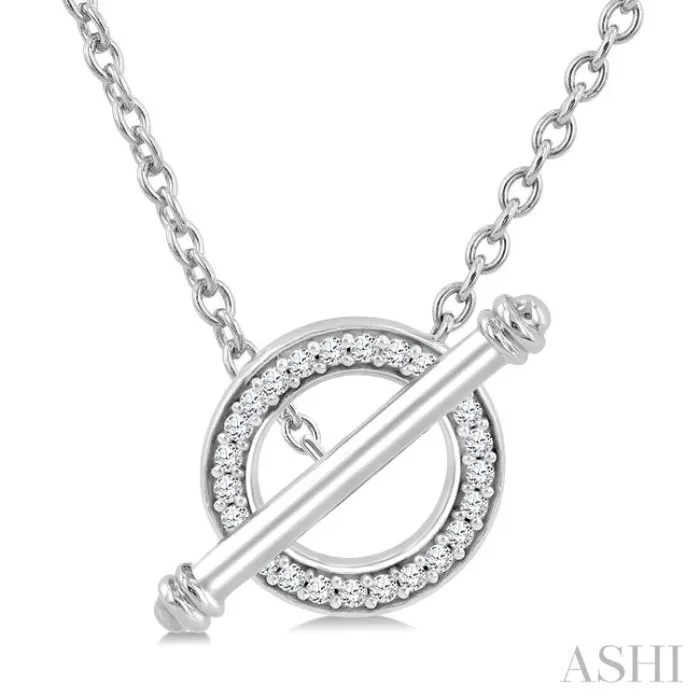 1/8 Ctw Circle Toggle Single Cut Diamond Fashion Necklace in 10K White Gold