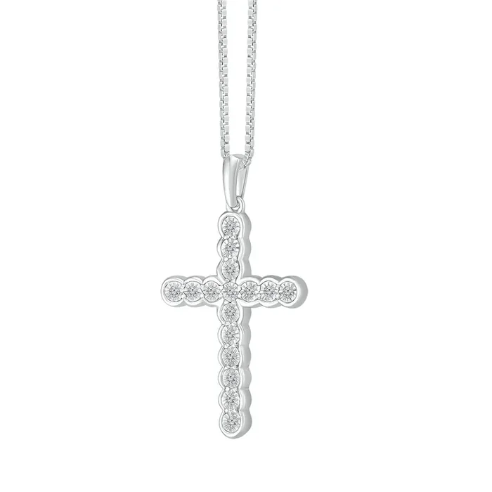 1/8 CTW Diamond Cross 18-inch Pendant in Sterling Silver