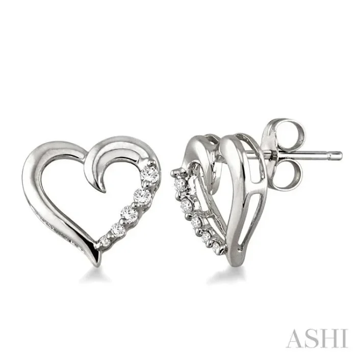 1/8 ctw Round Cut Diamond Journey Earrings in 14K White Gold