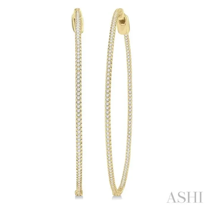 1 ctw Inside-Out Round Cut Diamond 2-Inch Hoop Earrings in 14K Yellow Gold