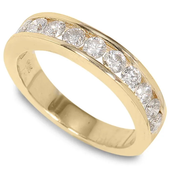 1 CTW Natural Diamond Wedding Ring in 14KT Yellow Gold