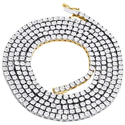 1 Row Necklace Genuine Diamond Link Chain Mens 925 Sterling Silver 36″ 0.83 CT