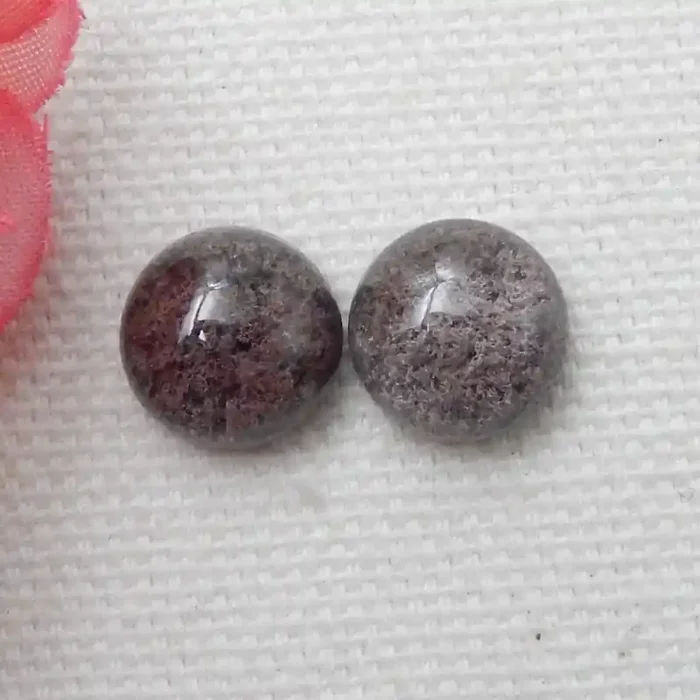 10.5ct New Design Natural Ghost Quartz Cabochon Pair E134