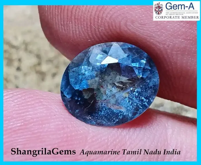 10.5mm 3.27ct Aquamarine oval faceted gem Rich Blue unheated from Tamil Nad