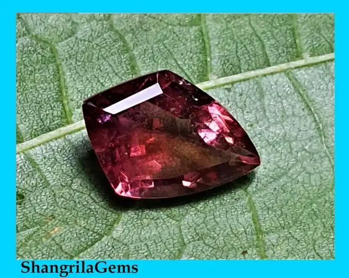 10.7mm Pink Parti Tourmaline shield shape Freeform 2.27ct 10.7 by 7.9 by 4.