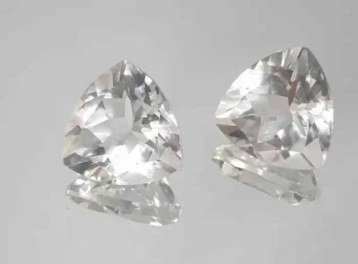 10.98 CT 1 Pair Rock Crystal Quartz 12mm Trillion(SKU 156)