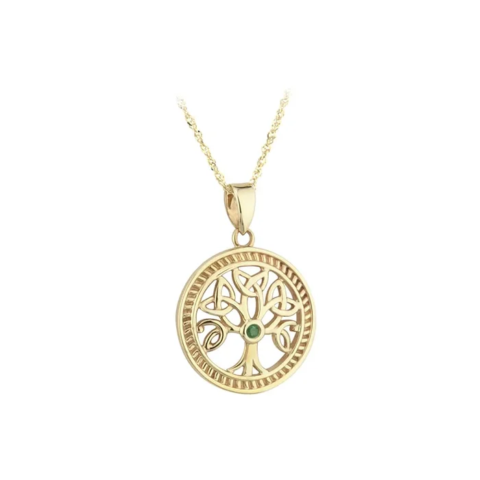 10K Gold Emerald Celtic Tree Of Life Pendant