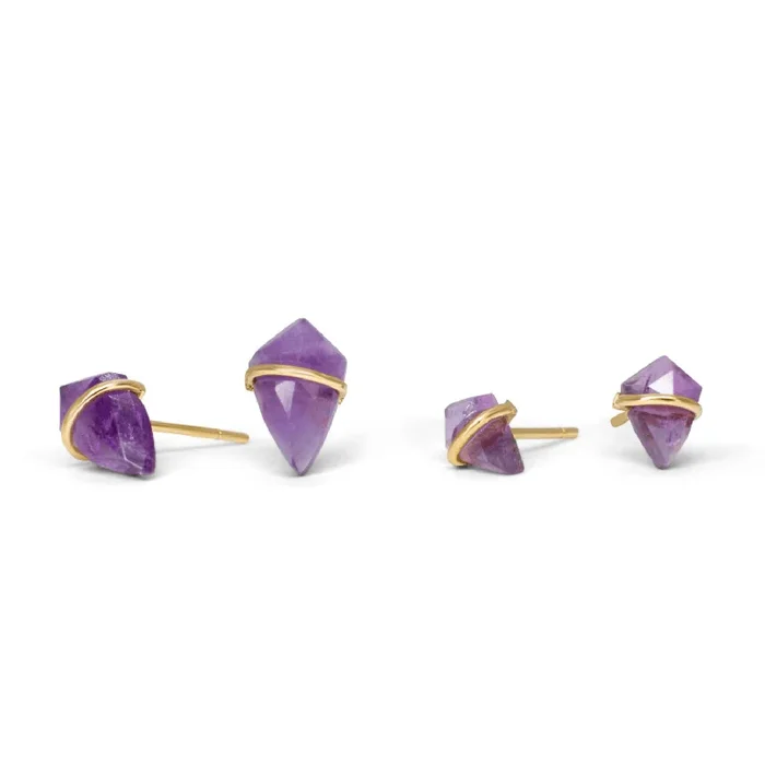 10K Kite Stud Earrings in Amethyst
