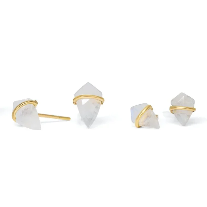 10K Kite Stud Earrings in Moonstone