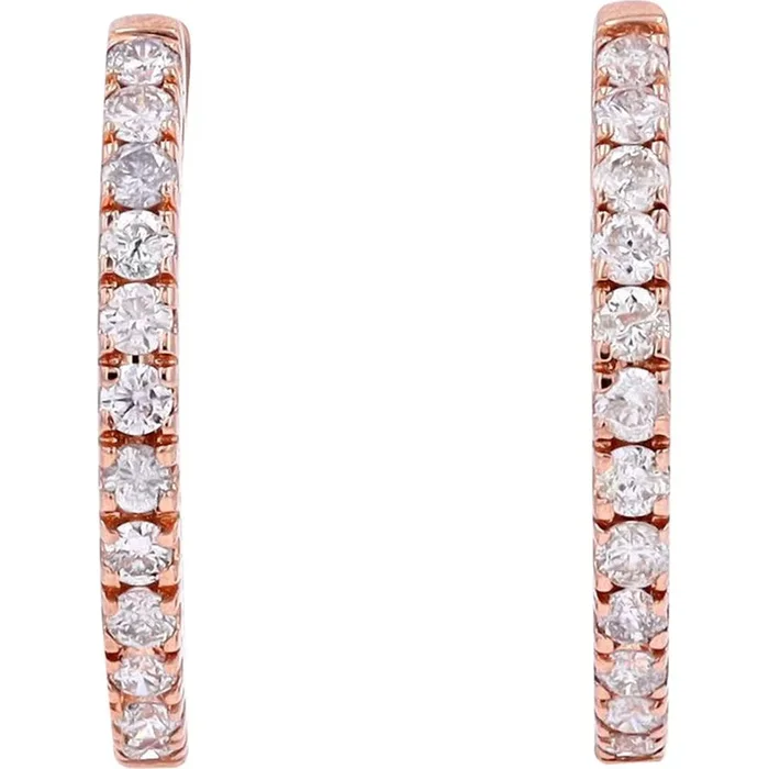 10K Rose Gold 1 1/2 Carat Diamond Inside-Out Hoops