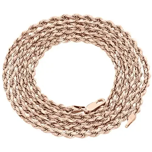 10K Rose Gold Diamond Cut Solid Rope Chain 5mm Twist Shiny Necklace 22 – 30 Inch
