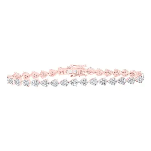 10K Rose Gold Genuine Diamond Women‘s Teardrop Pear Link Tennis Bracelet 2 CT