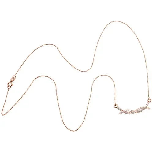 10K Rose Gold Round Diamond Braided Infinity Necklace 19″ Cable Chain 0.25 CT.