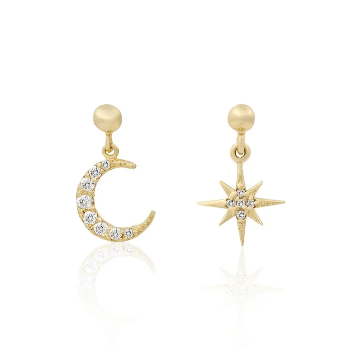 10k Solid Gold Sparkling Sky Earrings