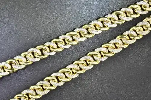10K Solid Heavy Yellow Gold Miami Cuban Chain Necklace with 5.35 CT Diamond