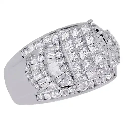 10K White Gold Real Diamond Princess Cut Wedding Engagement Ring Step Shank 2 CT